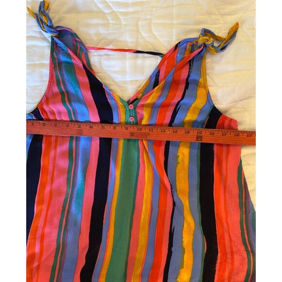 ANA Tank Top Blouse Size Large Rainbow Stripes Summer Blouse Flowy & Cool - Picture 7 of 11